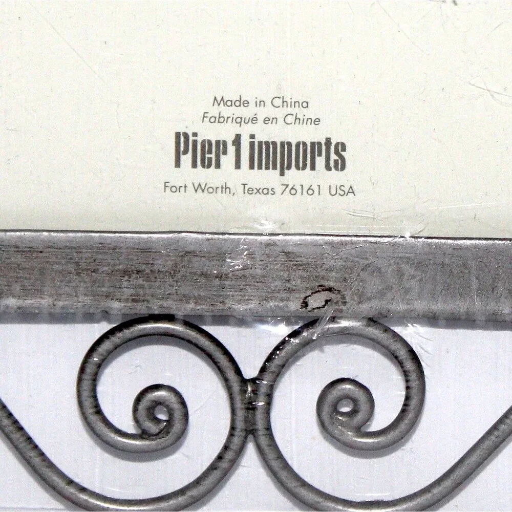 Pier 1 Imports Photo Frame metal silver Scroll 5 x 7 picture wall hanging